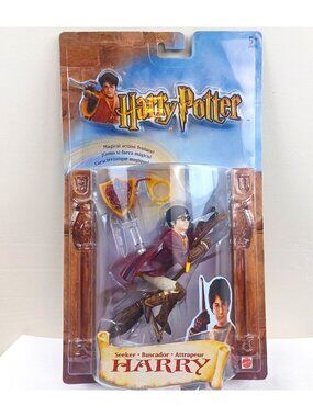 Vintage Harry Potter Seeker Action Figure Quidditch Mattel 2001 Broom NIB